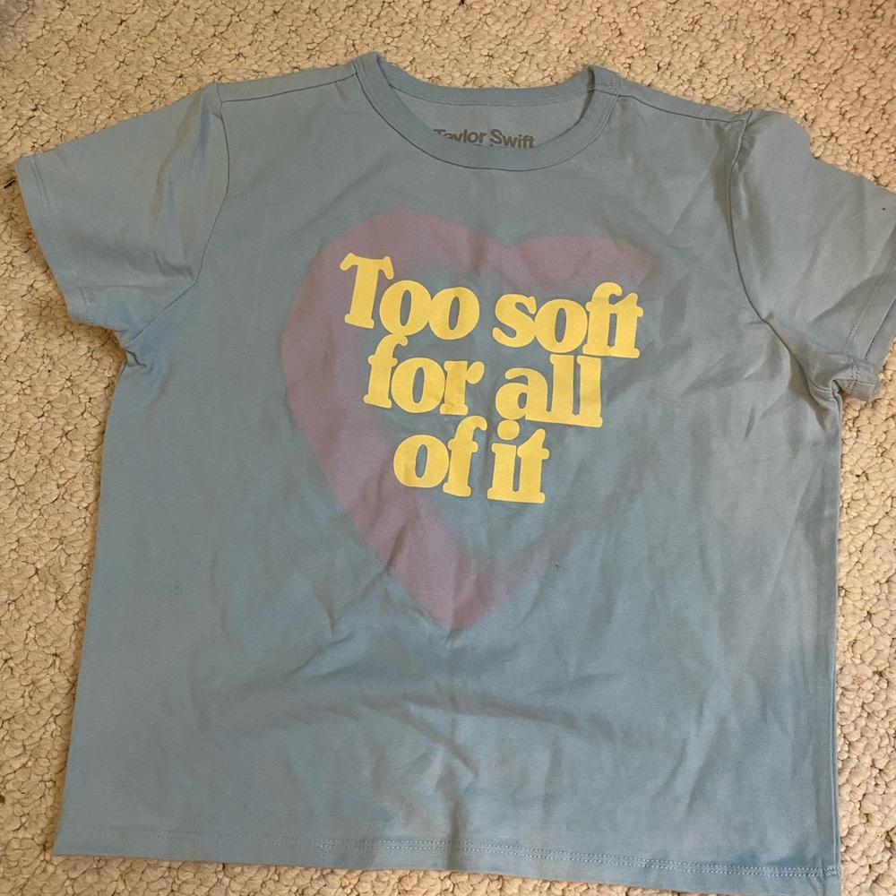 “Too Soft for All of It” lyric shirt from TS Midnights collection